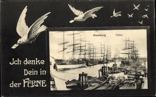 Passepartout Ak Hamburg, Hafen, Segelschiffe