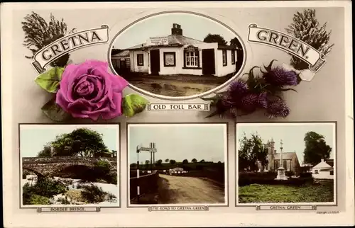 Ak Gretna Green Schottland, Old Toll Bar, Border Bridge