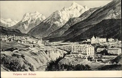 Ak Schuls Kanton Graubünden Schweiz, Panorama, Vulpera