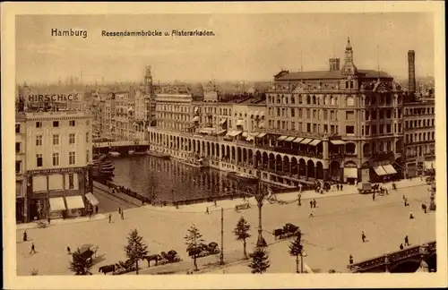 Ak Hamburg, Reesendammbrücke u. Alsterarkaden