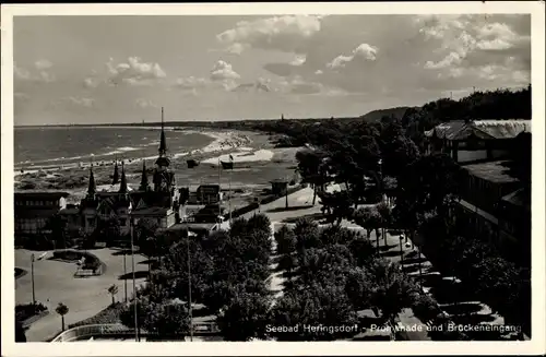 Ak Ostseebad Heringsdorf auf Usedom, Promenade u. Brückeneingang