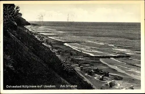 Ak Kölpinsee Loddin auf Usedom, Am Strande