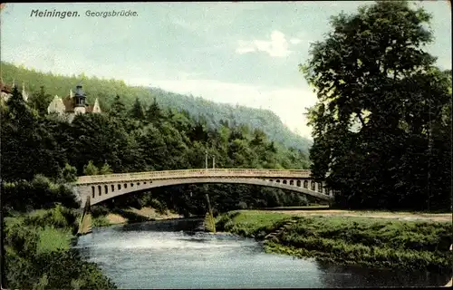 Ak Meiningen in Südthüringen, Georgsbrücke