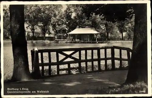 Ak Stollberg im Erzgebirge, Gondelanlegestelle am Walkteich