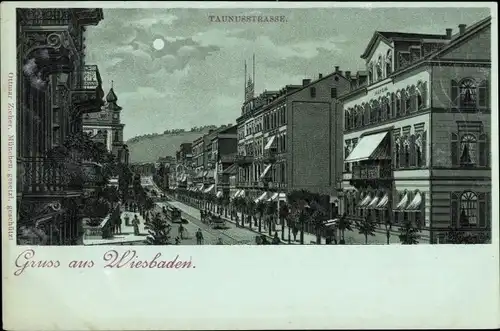 Mondschein Litho Wiesbaden in Hessen, Taunusstraße