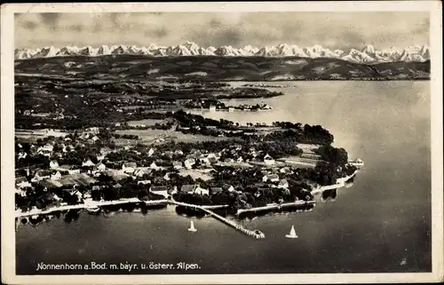 Ak Nonnenhorn Bodensee, Fliegeraufnahme, Bayr. und österr. Alpen