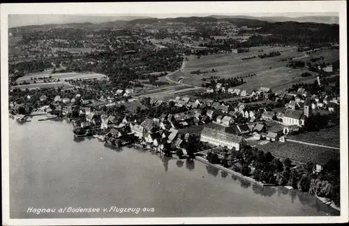 Ak Hagnau Bodensee, Fliegeraufnahme vom Ort