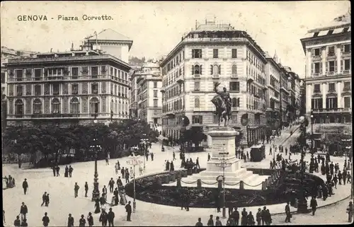 Ak Genova Genua Ligurien, Piazza Corvetto, Monumento