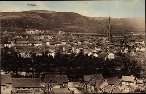 Ak Kahla im Saale Holzland Kreis Thüringen, Blick auf den Ort, Kirche