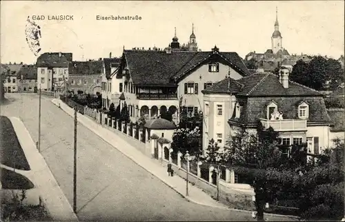Ak Bad Lausick in Sachsen, Eisenbahnstraße, Villen