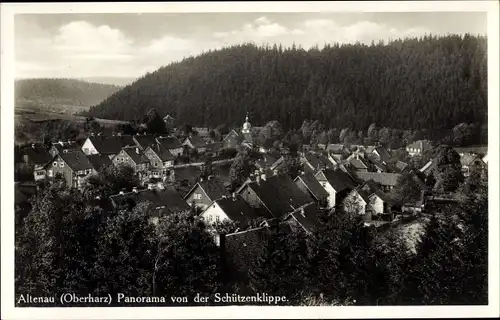 Ak Altenau Clausthal Zellerfeld im Oberharz, Panorama von der Schützenklippe