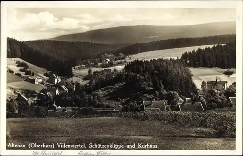 Ak Altenau Clausthal Zellerfeld im Oberharz, Villenviertel, Schützenklippe, Kurhaus