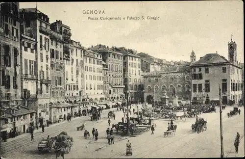 Ak Genova Genua Ligurien, Piazza Caricamento e Palazzo S. Giorgio