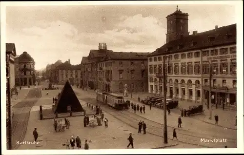 Ak Karlsruhe in Baden Württemberg, Marktplatz