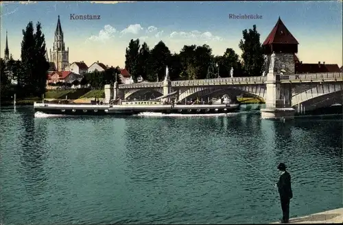 Ak Konstanz am Bodensee, Rheinbrücke