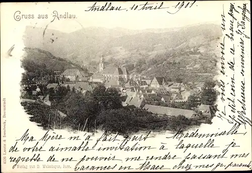 Ak Andlau Elsass Bas Rhin, Panoramablick auf die Stadt