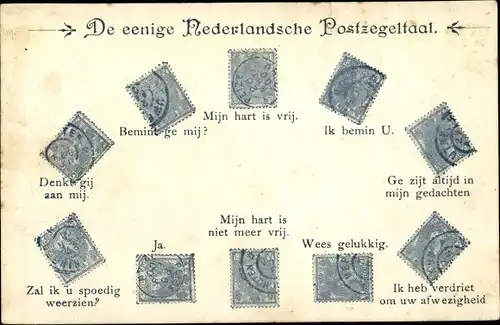 Briefmarken Ak Niederlande, Briefmarkensprache, De eenige Nederlandsche Postzegeltaal