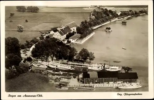 Ak Stegen Inning in Oberbayern, Fliegeraufnahme, Panorama vom Ort