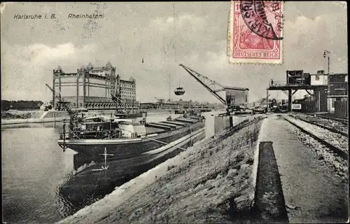 Ak Karlsruhe in Baden Württemberg, Rheinhafen