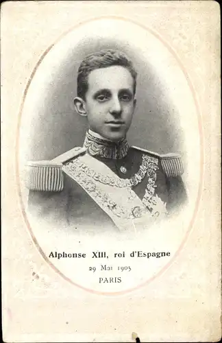 Ak König Alfons XIII. von Spanien, Portrait in Uniform