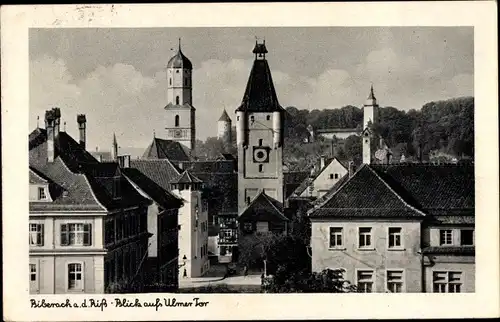 Ak Biberach an der Riß in Oberschwaben, Ulmer Tor, Häuser, Kirchturm