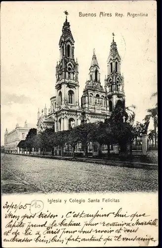 Ak Buenos Aires Argentinien, Iglesia y Colegio Santa Felicitas