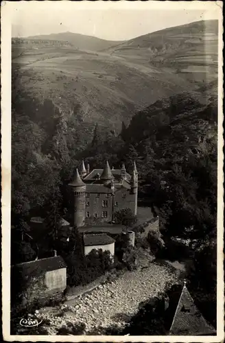Ak Villefort Lozère, Vieux Château du Champ, collines