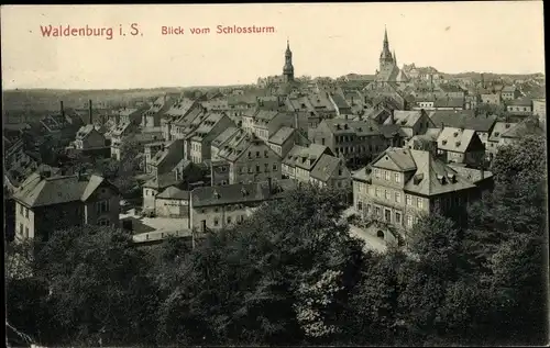 Ak Waldenburg in Sachsen, Blick vom Schlossturm