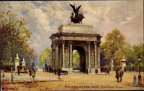 Künstler Ak London City, The Wellington Arch, Hyde Park Corner