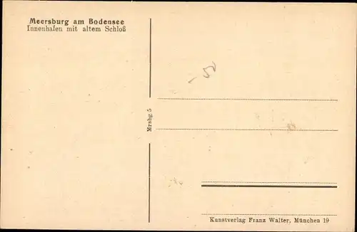 Ak Meersburg am Bodensee in BW, Innenhafen mit altem Schloss
