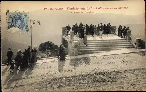 Ak Barcelona Katalonien,Tibidabo, Mirador en la cumbre