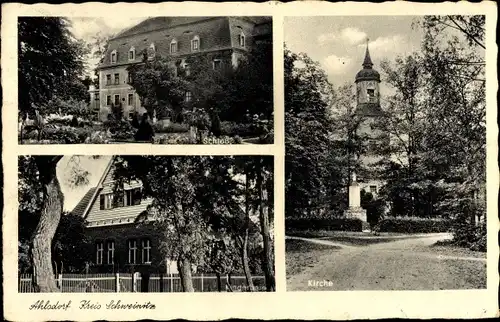 Ak Ahlsdorf Schönewalde Brandenburg, Schloss, Kinderheim, Kirche