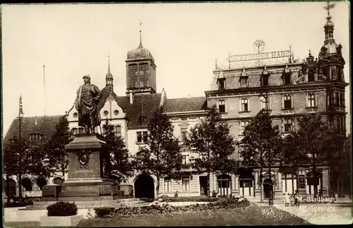 Ak Mönchengladbach Nordrhein Westfalen, Königsplatz, Bismarck Denkmal, Deutsches Haus