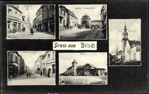 Ak Bitche Bitsch Lothringen Moselle, Herrenstraße, Bahnhofstraße, Bahnhof