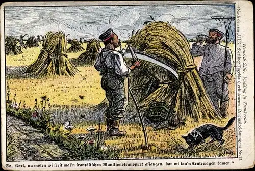 Künstler Ak Zille, Heinrich, So, Korl, nu möten wi ierst mal'n französischen Munitionstranspurt