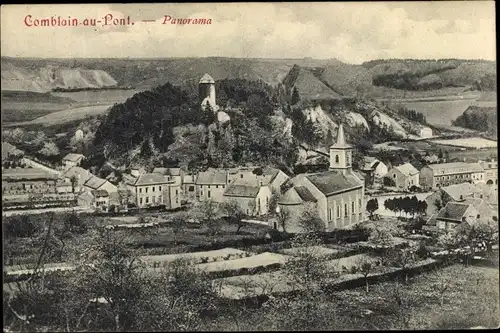 Ak Comblain au Pont Wallonien Lüttich, Kirche, Panorama