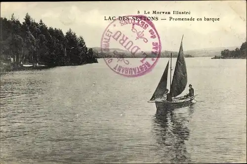 Ak Lac des Settons Nièvre, Promenade en barque