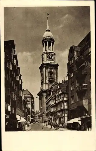 Ak Hamburg, Michaeliskirche, Blick vom Schaarmarkt, Straßenpartie