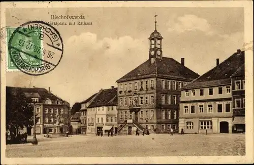 Ak Bischofswerda in Sachsen, Marktplatz, Rathaus