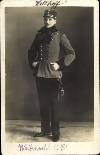 Foto Ak Schauspieler Wellhoff, Portrait, Uniform, Weihnachten 1918