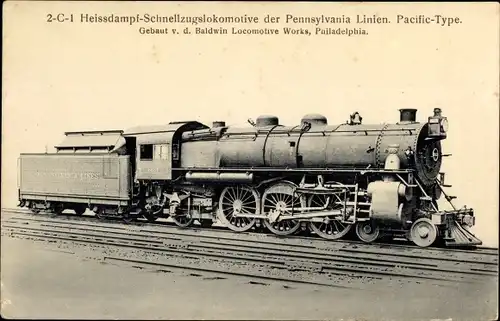 Ak US Amerikanische Eisenbahn, Schnellzugslokomotive Pennsylvania Line, Pacific Type, Tender 8661
