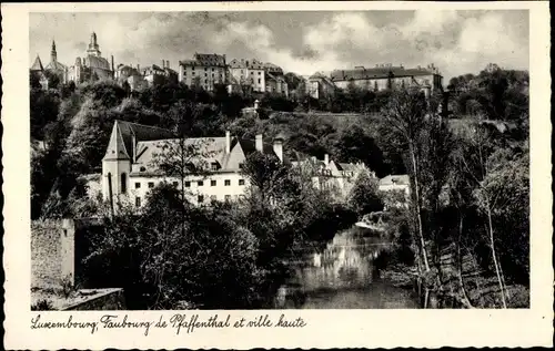 Ak Luxemburg, Faubourg de Pfaffenthal et ville haute