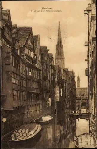 Ak Hamburg Mitte Altstadt, Fleet der Gröninger Straße 