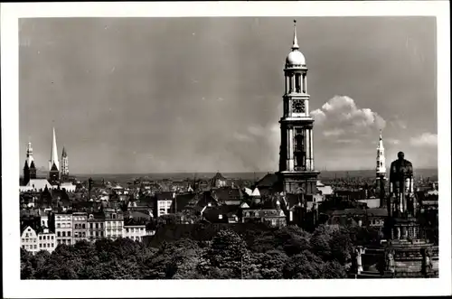 Ak Hamburg, Kirchtürme, Bismarckdenkmal