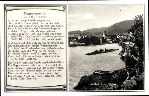 Lied Ak Bad Säckingen am Hochrhein Kreis Waldshut, Trompeterlied, Viktor von Scheffel, Stadt