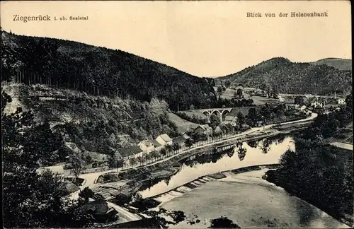 Ak Ziegenrück am Schiefergebirge Thüringen, Blick von der Helenenbank