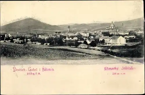 Ak Jablonné v Podještědí Deutsch Gabel Reg. Reichenberg, Panorama vom Ort