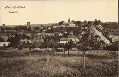 Ak Kohren Sahlis Frohburg Sachsen, Gesamtansicht der Stadt, Burgruine