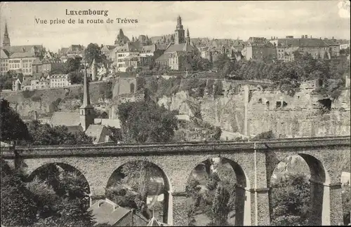 Ak Luxemburg, Vue prise de la route de Trèves, Viadukt