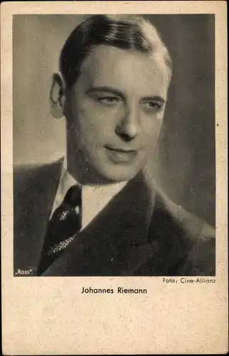 Ak Schauspieler Johannes Riemann, Portrait, Ross Verlag